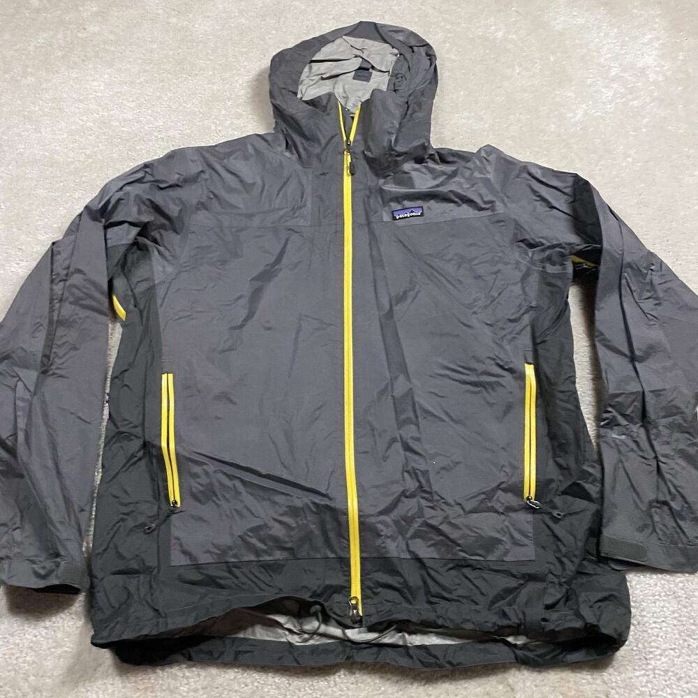 Patagonia Jacket Mens XL Gray H2No Hooded Full Zip Waterproof Rain Shell Hiking